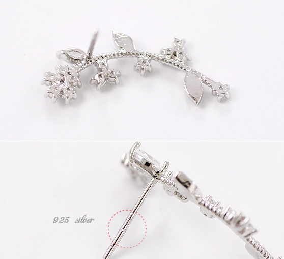 Rhinestone Flowers Leaves Arc Earrings Rhinestone Flowers Leaves Arc Earrings