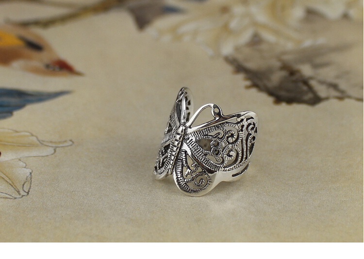 Women 925 Sterling Silver Butterfly Hollow Ring Women 925 Sterling Silver Butterfly Hollow Ring