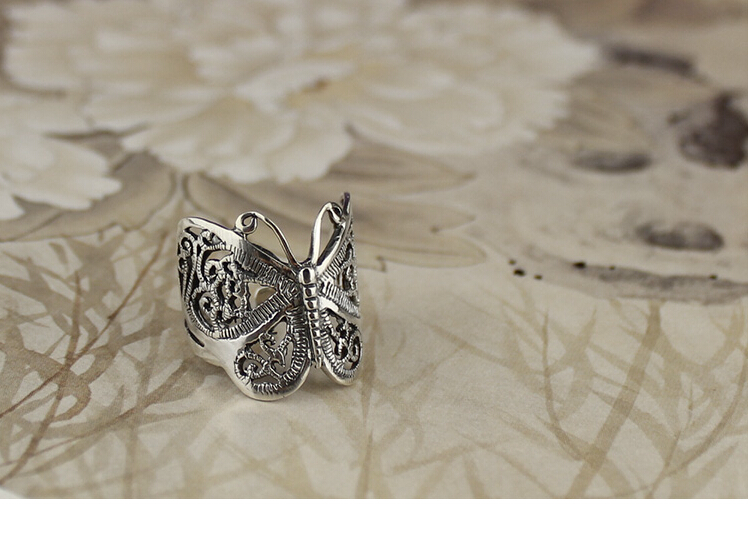 Women 925 Sterling Silver Butterfly Hollow Ring Women 925 Sterling Silver Butterfly Hollow Ring