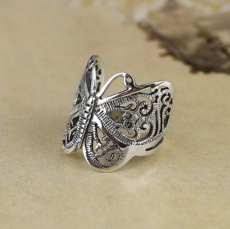 Women 925 Sterling Silver Butterfly Hollow Ring Women 925 Sterling Silver Butterfly Hollow Ring