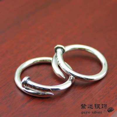 925 Sterling Silver Screw Nails Ring 925 Sterling Silver Screw Nails Ring