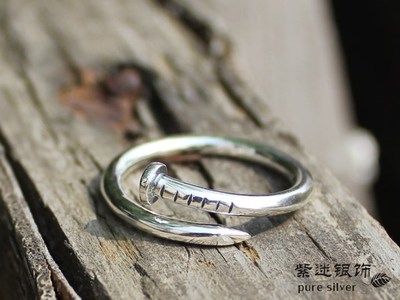925 Sterling Silver Screw Nails Ring 925 Sterling Silver Screw Nails Ring