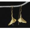 Retro Handmade Sterling Silver And Gold-Plated Ginkgo Biloba Earrings