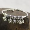 Retro Handmade 925 Sterling Silver Five Baby Elephants Bracelet