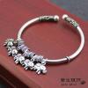 Retro Handmade 925 Sterling Silver Five Baby Elephants Bracelet