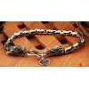 Retro Tibetan Handmade 925 Sterling Silver Double Dragon Head Bracelet