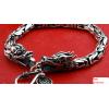 Retro Tibetan Handmade 925 Sterling Silver Double Dragon Head Bracelet