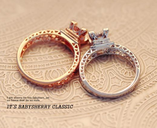 Rose Gold Color Paris Eiffel Tower Four Claws Pierced Gold-Plated Alloy Ring Rose Gold Color Paris Eiffel Tower Four Claws Pierced Gold-Plated Alloy Ring