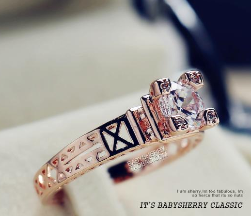 Rose Gold Color Paris Eiffel Tower Four Claws Pierced Gold-Plated Alloy Ring Rose Gold Color Paris Eiffel Tower Four Claws Pierced Gold-Plated Alloy Ring