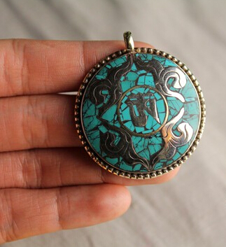 Nepal Handmade Copper Turquoise Double Fish Pendant Nepal Handmade Copper Turquoise Double Fish Pendant