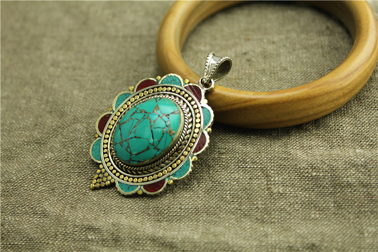 Handmade Turquoise Brass Beautiful Necklace Pendants Handmade Turquoise Brass Beautiful Necklace Pendants