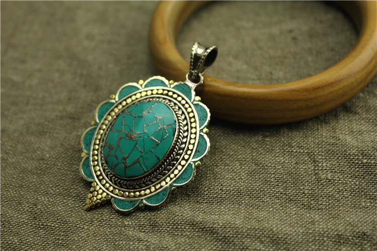 Handmade Turquoise Brass Beautiful Necklace Pendants Handmade Turquoise Brass Beautiful Necklace Pendants