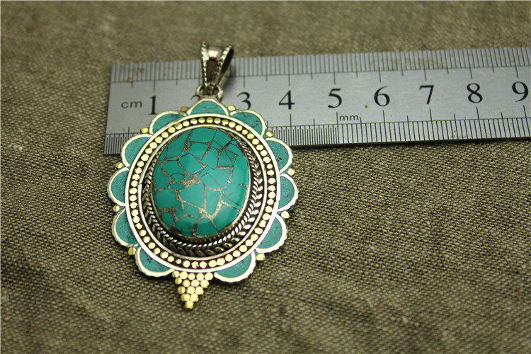 Handmade Turquoise Brass Beautiful Necklace Pendants Handmade Turquoise Brass Beautiful Necklace Pendants