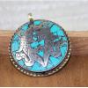 Nepal Handmade Copper Turquoise Double Fish Pendant