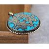 Nepal Handmade Copper Turquoise Double Fish Pendant