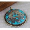 Nepal Handmade Copper Turquoise Double Fish Pendant