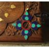 Tibetan Handmade Copper Turquoise Red Coral Cross Vajra Pendant