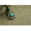 Vintage Tibetan Silver Handmade Turquoise Twist Necklace Pendant