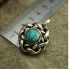 Vintage Tibetan Silver Handmade Turquoise Twist Necklace Pendant