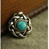 Vintage Tibetan Silver Handmade Turquoise Twist Necklace Pendant