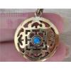 Nepal Retro Handmade Hollow Pattern Esoteric Buddhism Turquoise And Red Coral Copper Pendant