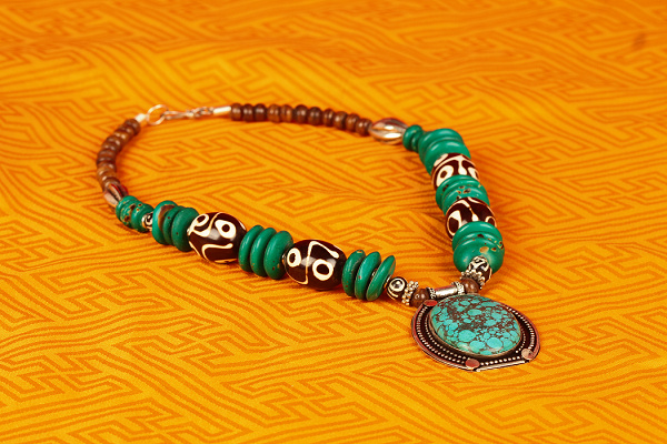 Handmade Tibetan Silver Turquoise Buddha Eyes Necklace Handmade Tibetan Silver Turquoise Buddha Eyes Necklace