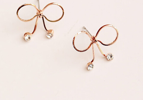 Pierced Bow Rhinestone Earrings Pierced Bow Rhinestone Earrings