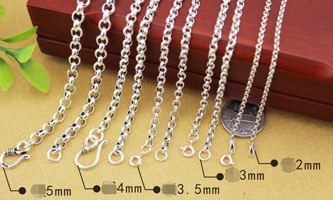 3MM Thickness 925 Sterling Silver Circled Necklace Chain For Sale 3MM Thickness 925 Sterling Silver Circled Necklace Chain For Sale