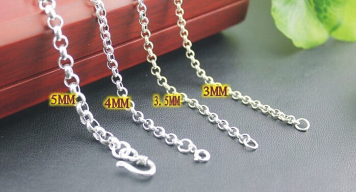 4MM Thickness 925 Sterling Silver Circled Neck Chain Links For Charms 4MM Thickness 925 Sterling Silver Circled Neck Chain Links For Charms