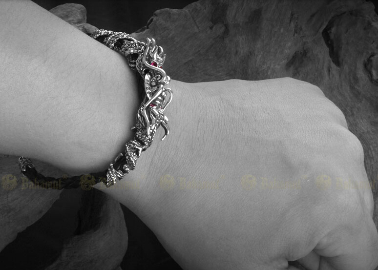 925 Sterling Silver Double Dragon Bracelet With Lobster Clasp 925 Sterling Silver Double Dragon Bracelet With Lobster Clasp