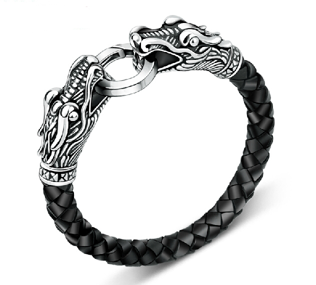 Titanium Steel Dragon Leather Bracelet Titanium Steel Dragon Leather Bracelet
