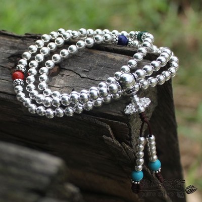 925 Sterling Silver 108 Beads Bracelet 925 Sterling Silver 108 Beads Bracelet