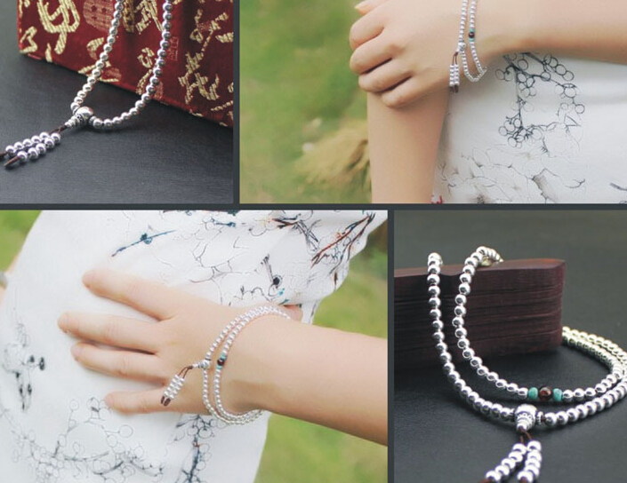 925 Sterling Silver 108 Beads Bracelet 925 Sterling Silver 108 Beads Bracelet