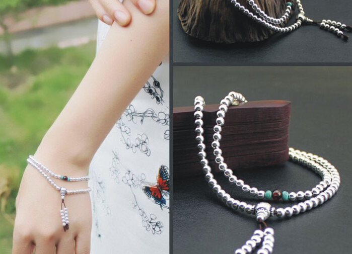 925 Sterling Silver 108 Beads Bracelet 925 Sterling Silver 108 Beads Bracelet