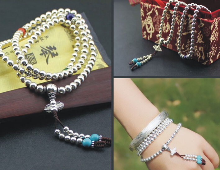925 Sterling Silver 108 Beads Bracelet 925 Sterling Silver 108 Beads Bracelet