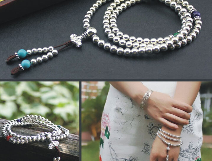 925 Sterling Silver 108 Beads Bracelet 925 Sterling Silver 108 Beads Bracelet