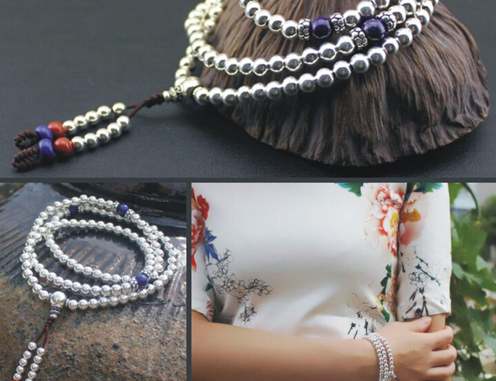 925 Sterling Silver 108 Beads Bracelet 925 Sterling Silver 108 Beads Bracelet