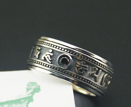 925 Sterling Silver Om Mani Padme Hum Lucky Rotatable Ring 925 Sterling Silver Om Mani Padme Hum Lucky Rotatable Ring