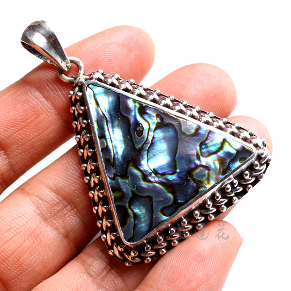 925 Sterling Silver Natural Abalone Shell Pendant Nepal Handmade Jewelry 925 Sterling Silver Natural Abalone Shell Pendant Nepal Handmade Jewelry