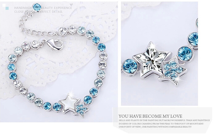 Women Fashion Jewelry Star Heart Shaped Crystal Bracelet Women Fashion Jewelry Star Heart Shaped Crystal Bracelet