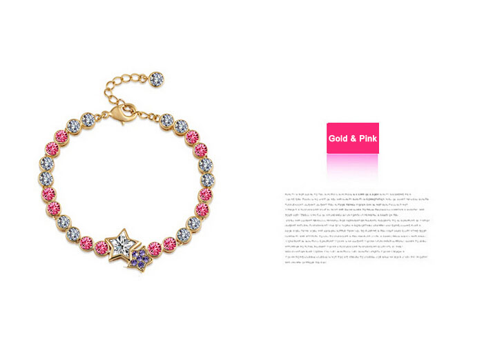 Women Fashion Jewelry Star Heart Shaped Crystal Bracelet Women Fashion Jewelry Star Heart Shaped Crystal Bracelet