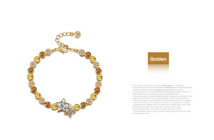 Women Fashion Jewelry Star Heart Shaped Crystal Bracelet Women Fashion Jewelry Star Heart Shaped Crystal Bracelet