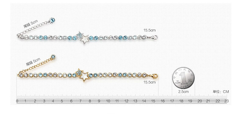 Women Fashion Jewelry Star Heart Shaped Crystal Bracelet Women Fashion Jewelry Star Heart Shaped Crystal Bracelet