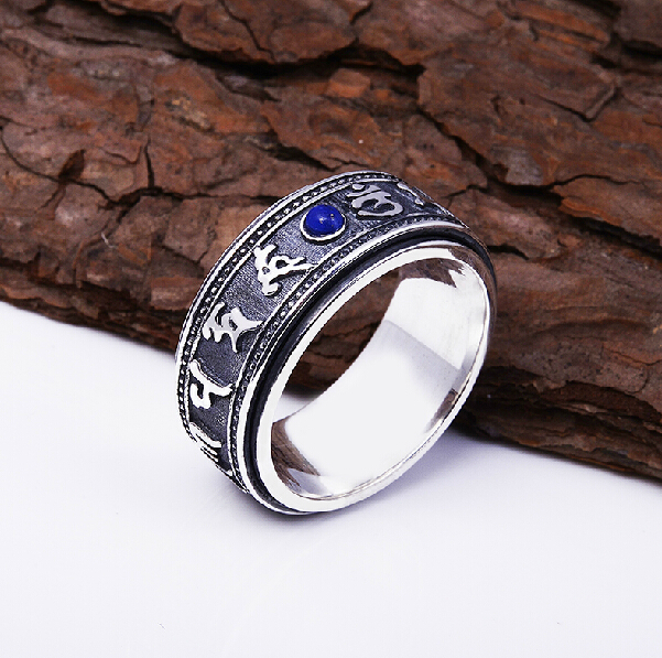 Lapis lazuli Om Mani Padme Hum 925 Silver Ring Lapis lazuli Om Mani Padme Hum 925 Silver Ring