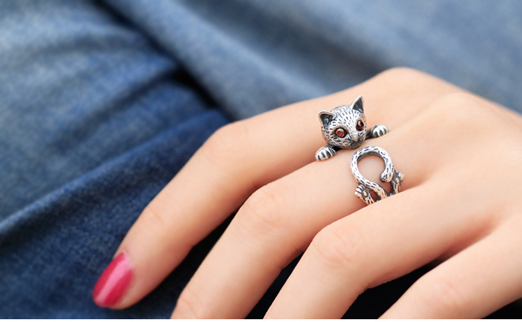 990 Sterling Silver Retro Small Cute Cat Ring 990 Sterling Silver Retro Small Cute Cat Ring