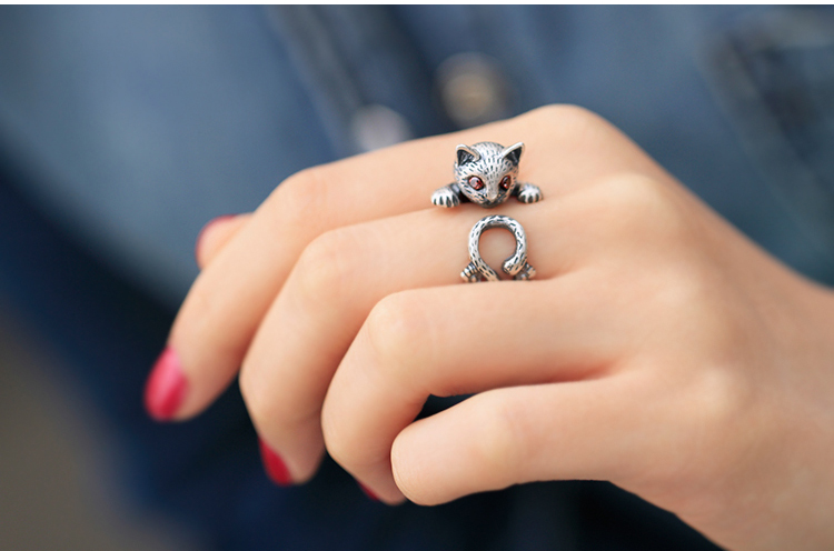 990 Sterling Silver Retro Small Cute Cat Ring 990 Sterling Silver Retro Small Cute Cat Ring