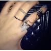 Fashion Cute Gold Jewels - Crystal Quartz Diamonds Star Knuckle Double Rings With Chain