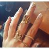 Fashion Cute Gold Jewels - Crystal Quartz Diamonds Star Knuckle Double Rings With Chain
