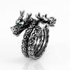 Retro Tibetan Silver Double Dragons Head Ring