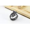 Retro Tibetan Silver Double Dragons Head Ring